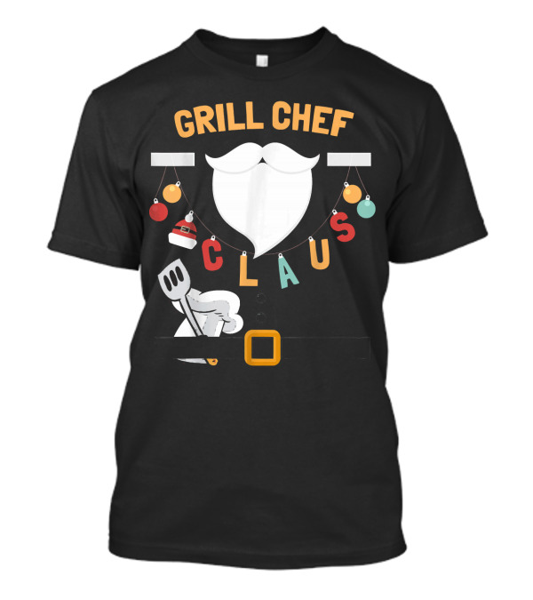 GRILL CHEF CLAUS Santa Beard And Kitchen Utensils T-Shirt