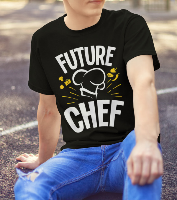 Future Chef Culinary Icons With Chef Hat And Food Elements T-Shirt