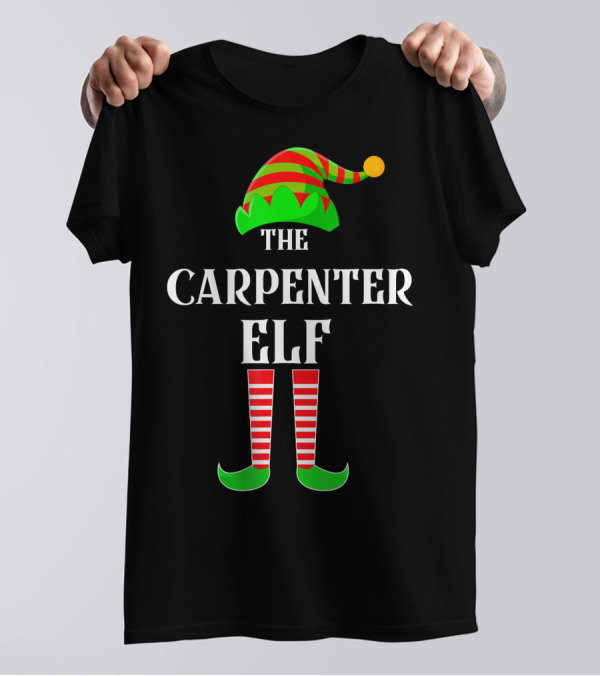 The Carpenter Elf Family Matching Cos Striped Hat And Shoes T-Shirt