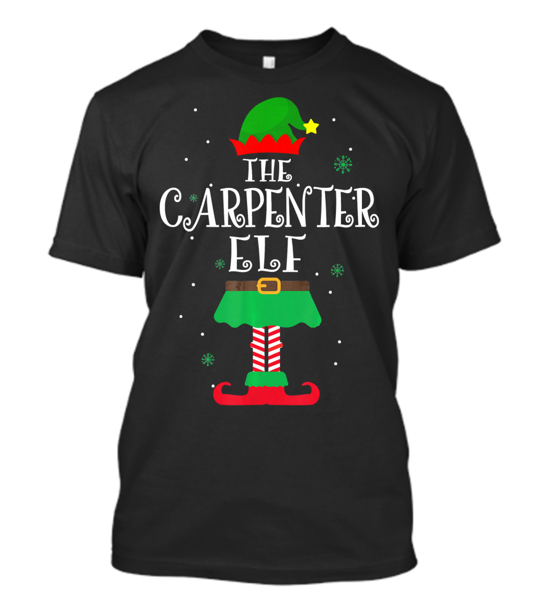 The Carpenter Elf Christmas Outfit With Festive Hat And Boots T-Shirt