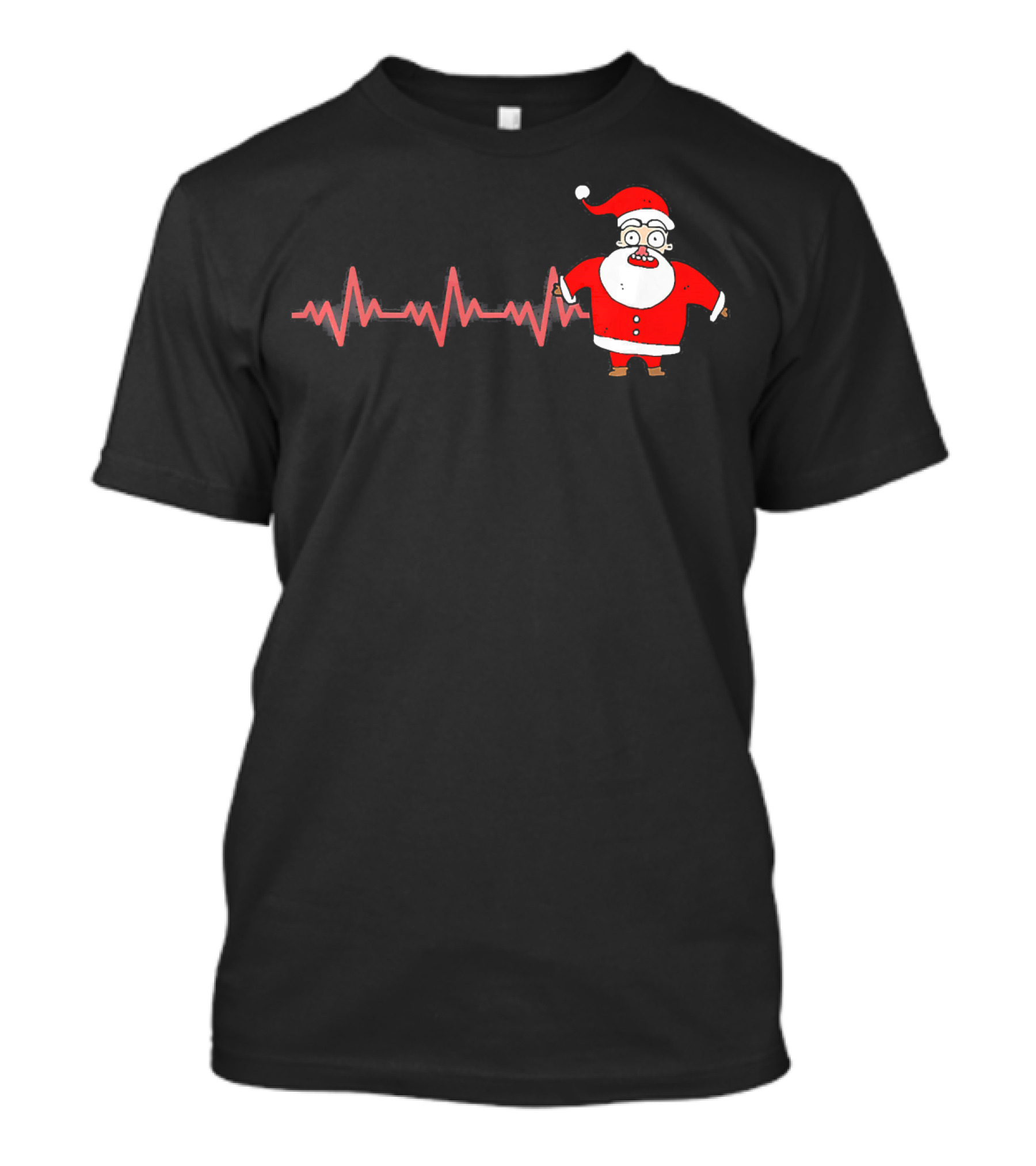 Heartbeat Santa Claus Funny Christmas Drawing T-Shirt