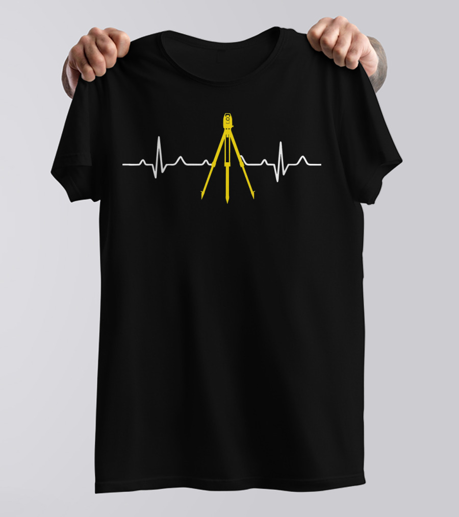 Land Surveying Heartbeat Funny Surveyor Tripod T-Shirt