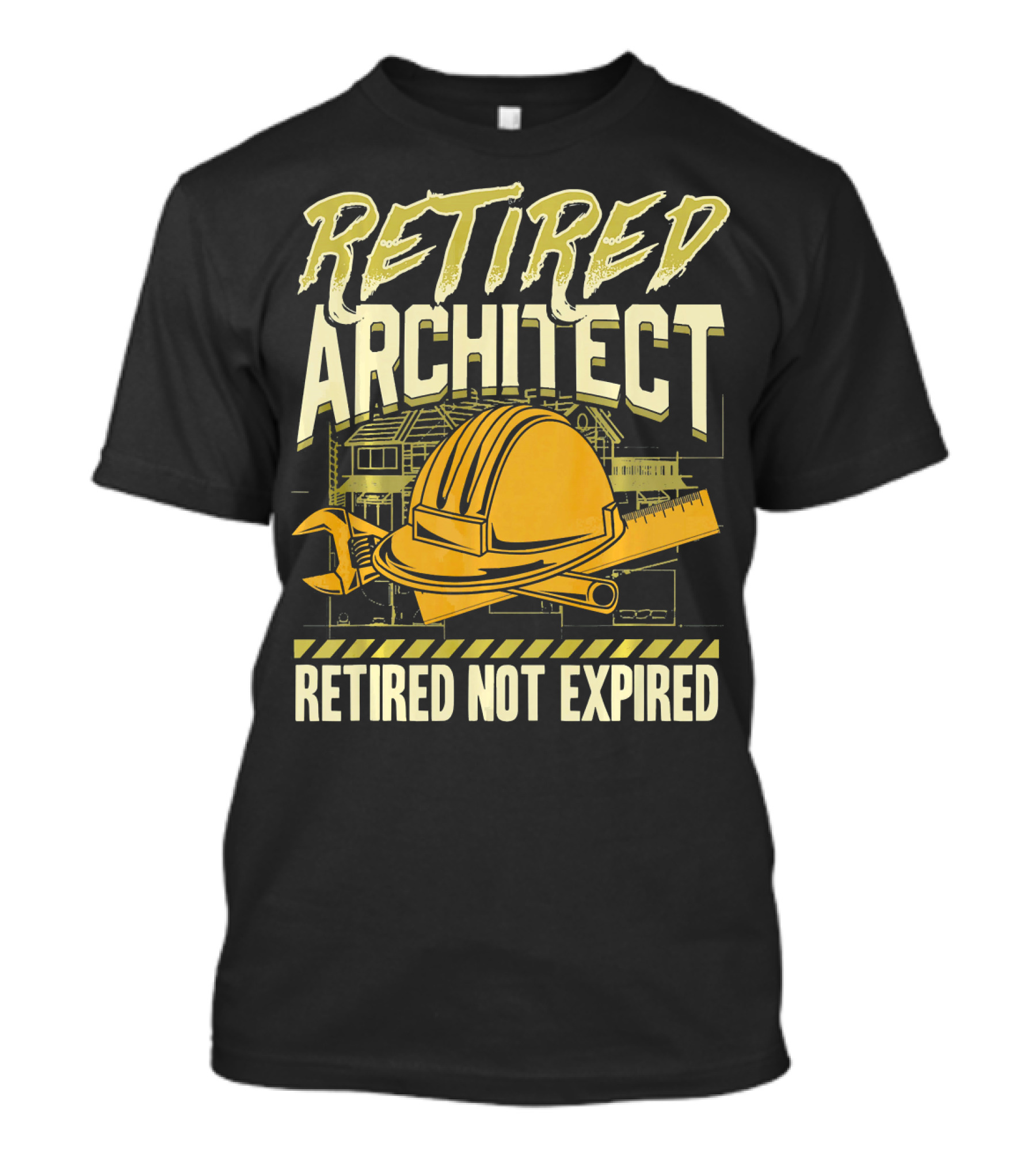 Retired Architect Retired Not Expired Helmet Wrench Ruler T-Shirt