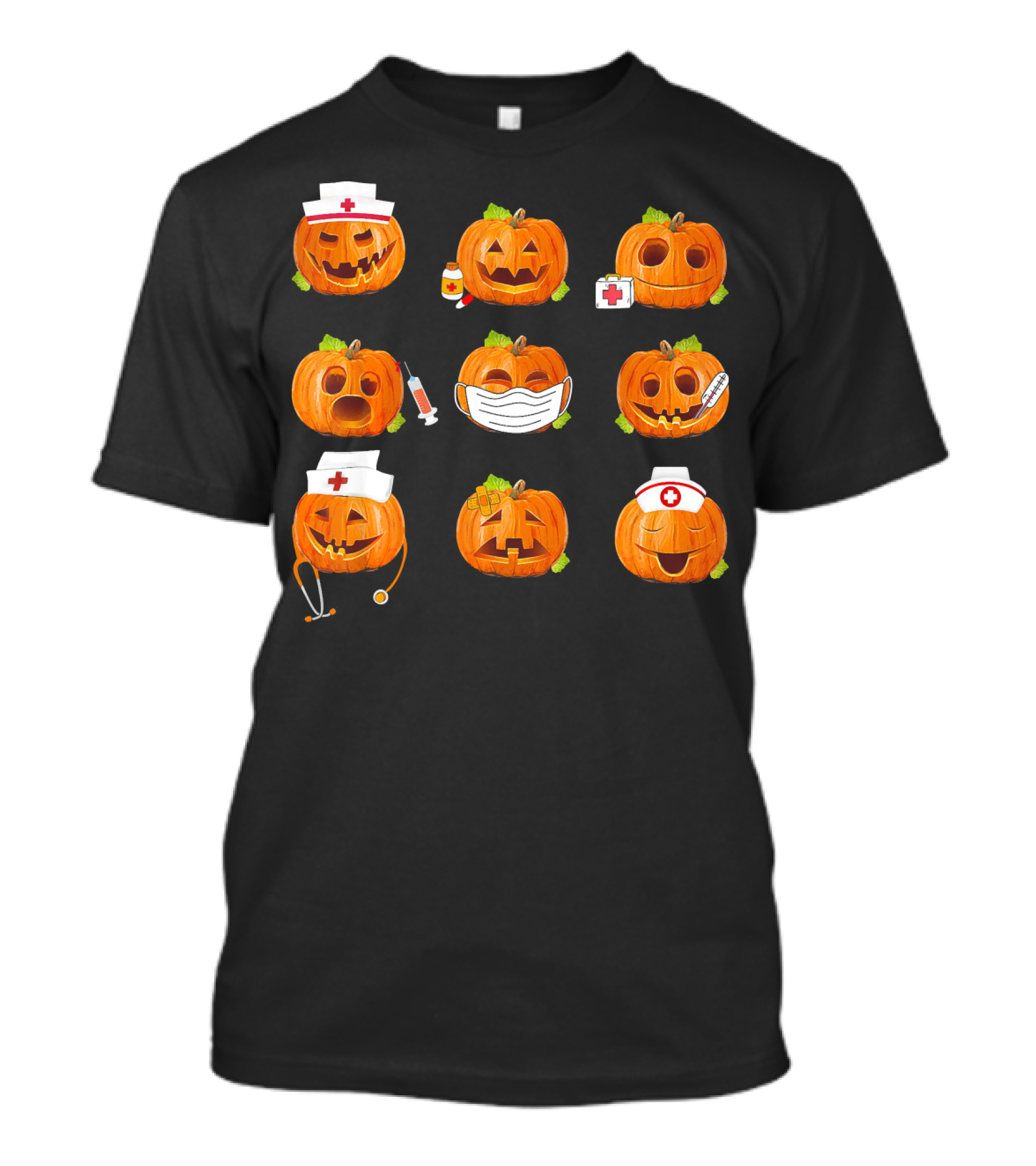Nurse Doctor Stethoscope Pumpkin Nurse Costume Medical Jack-O'-Lanterns Halloween T-Shirt