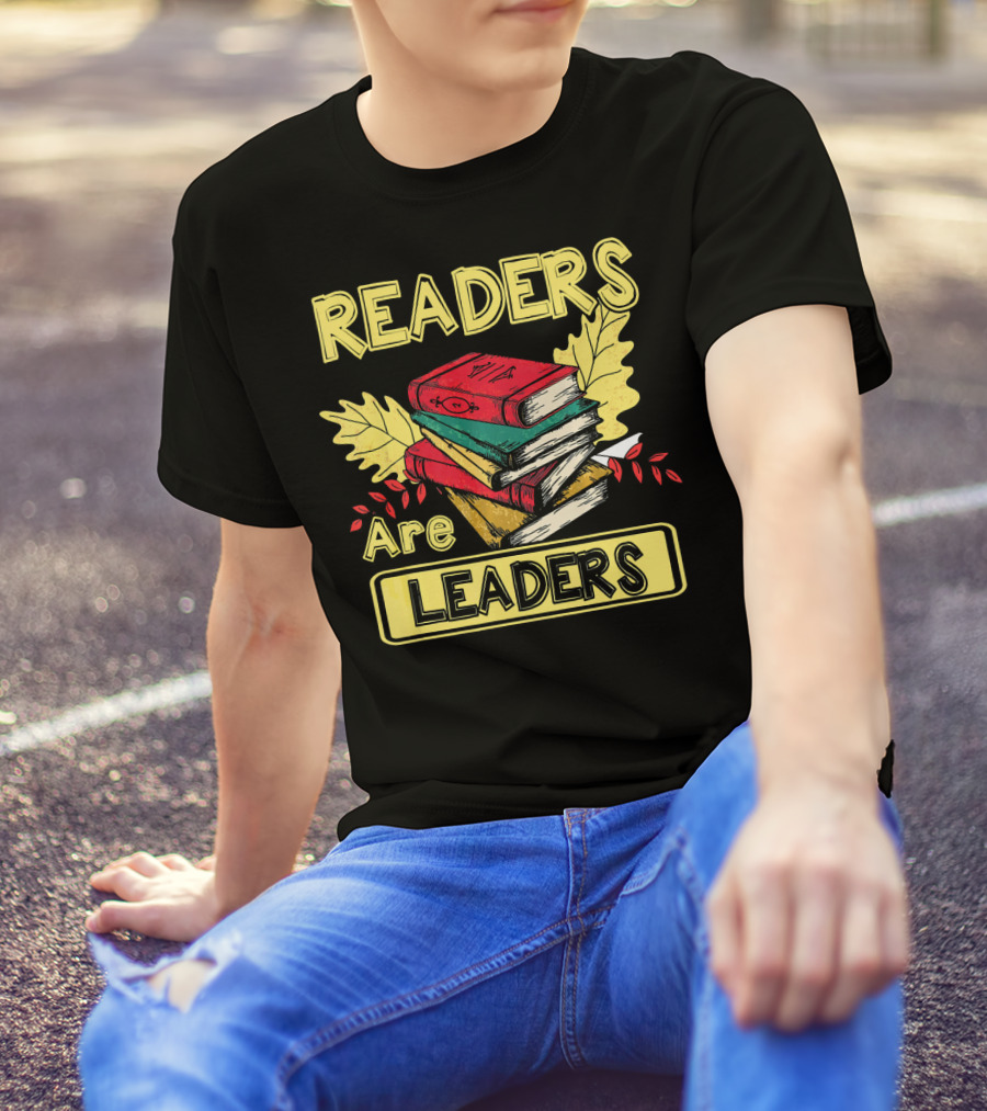Readers Are Leaders Books Autumn Leaves T-Shirt