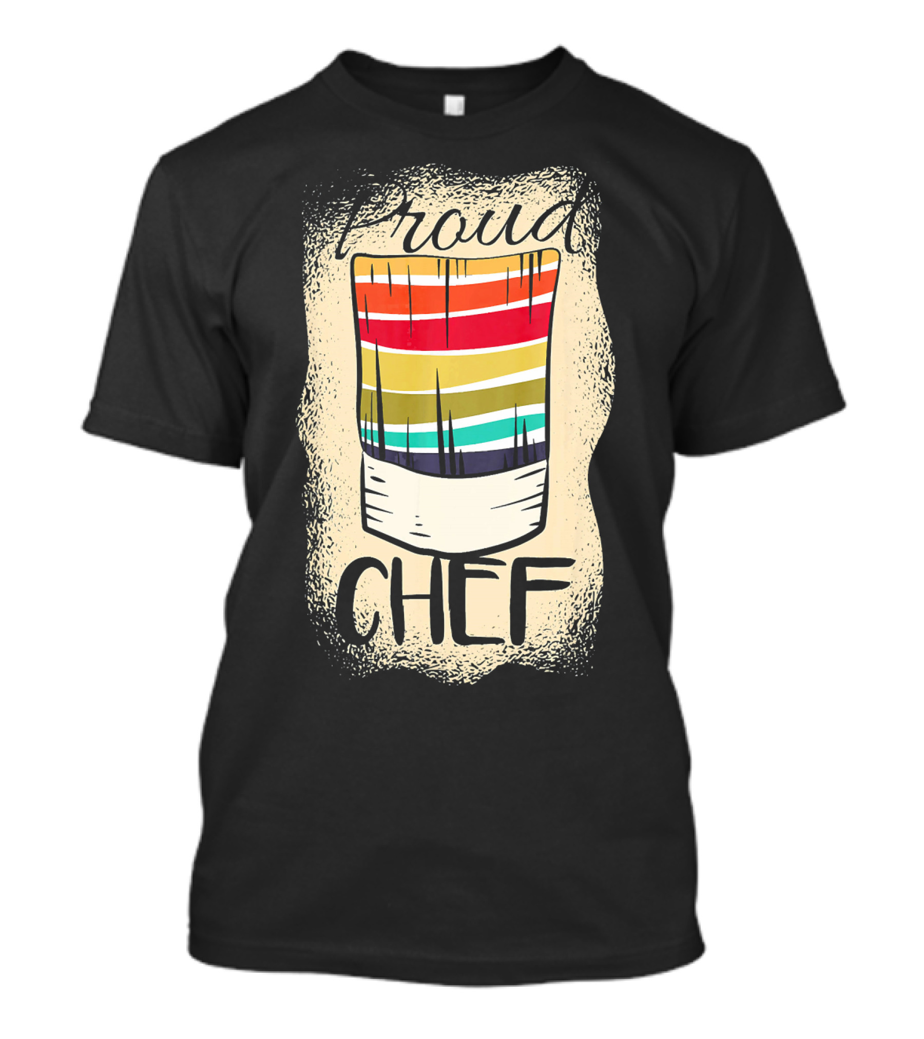Proud Chef Colorful Striped Culinary Student Hat T-Shirt