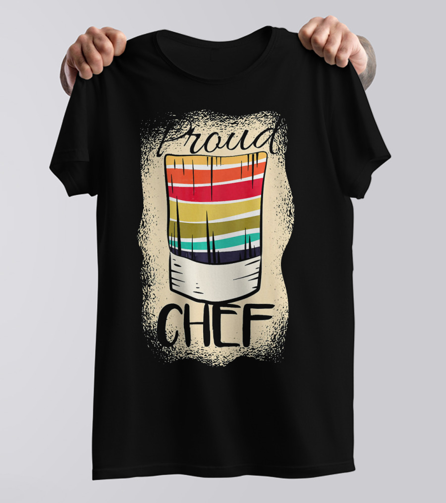 Proud Chef Colorful Striped Culinary Student Hat T-Shirt