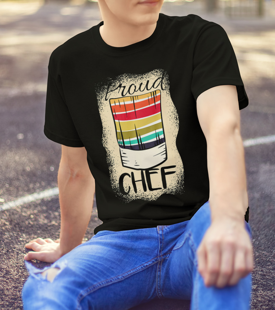 Proud Chef Colorful Striped Culinary Student Hat T-Shirt
