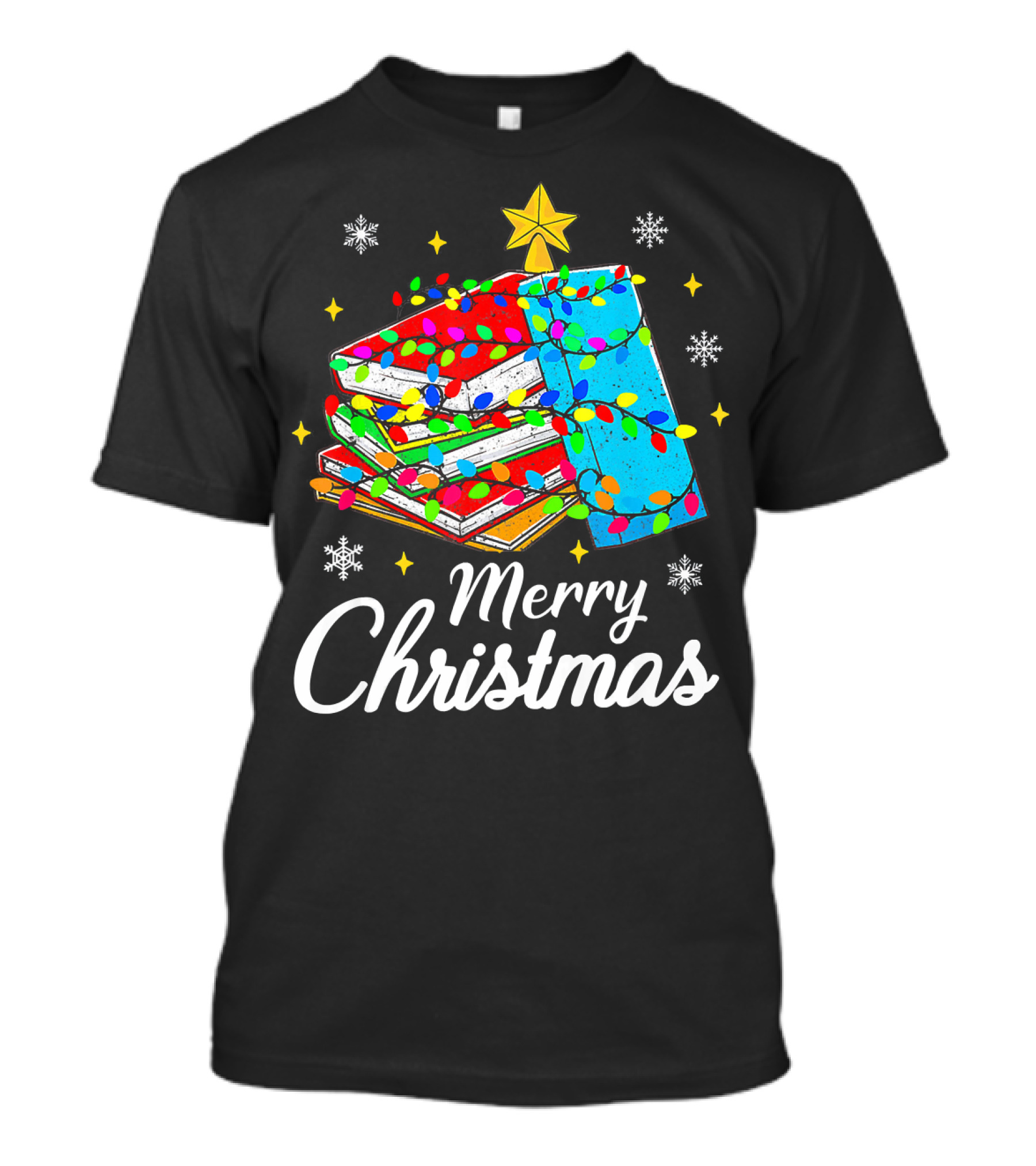 Merry Christmas Books Tree Funny Librarian Festive Holiday T-Shirt