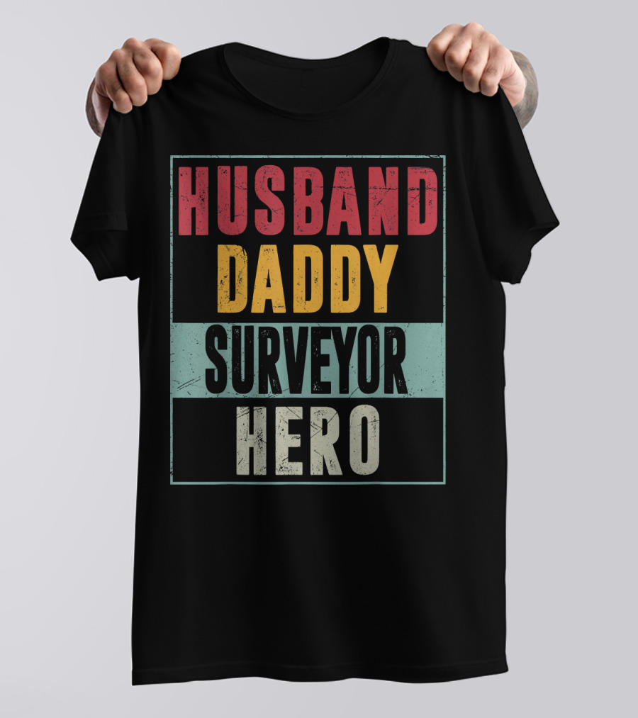 Husband Daddy Surveyor Hero Mens Vintage T-Shirt
