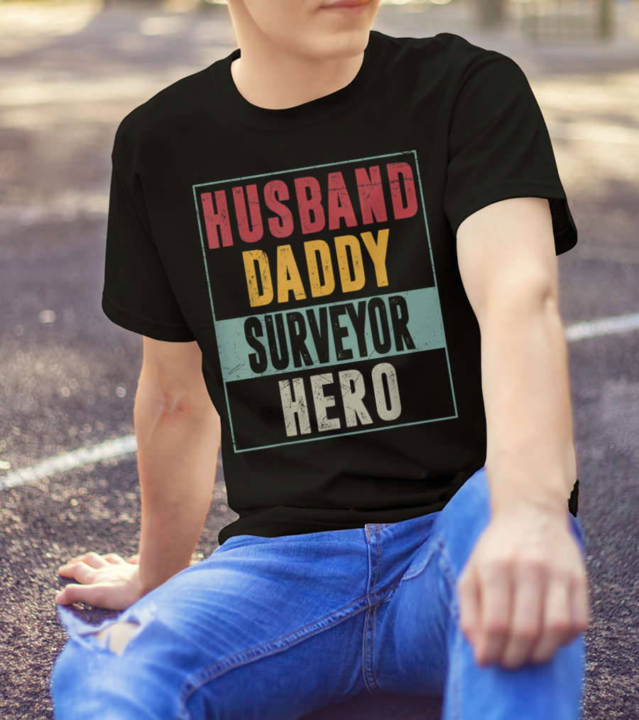 Husband Daddy Surveyor Hero Mens Vintage T-Shirt
