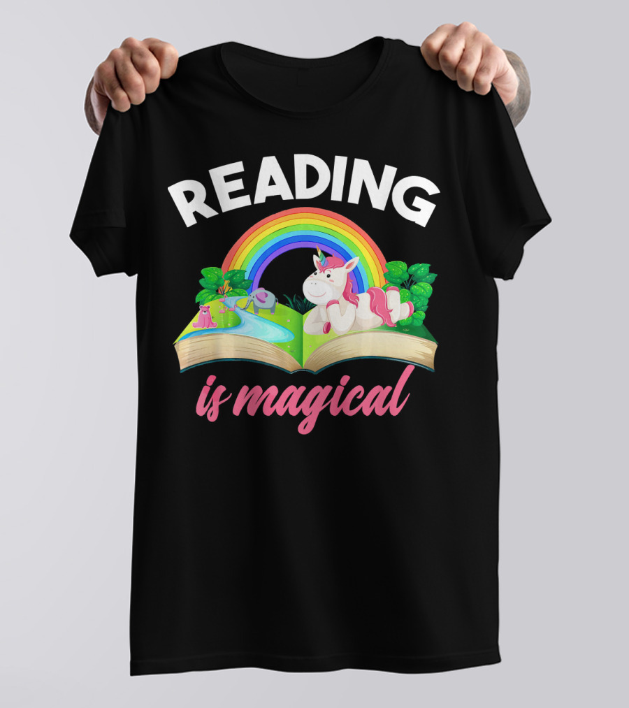Reading Is Magical Rainbow Unicorn Book Lover T-Shirt