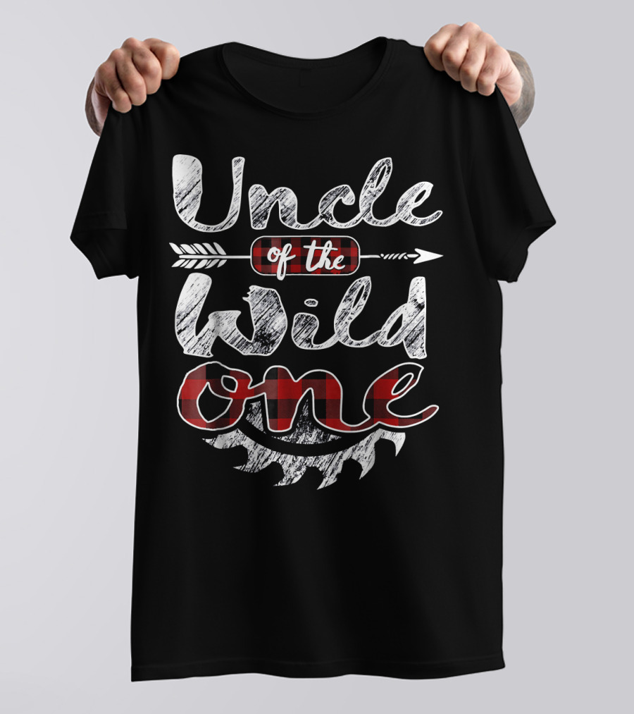 Uncle Of The Wild One Buffalo Plaid Arrow Lumberjack T-Shirt