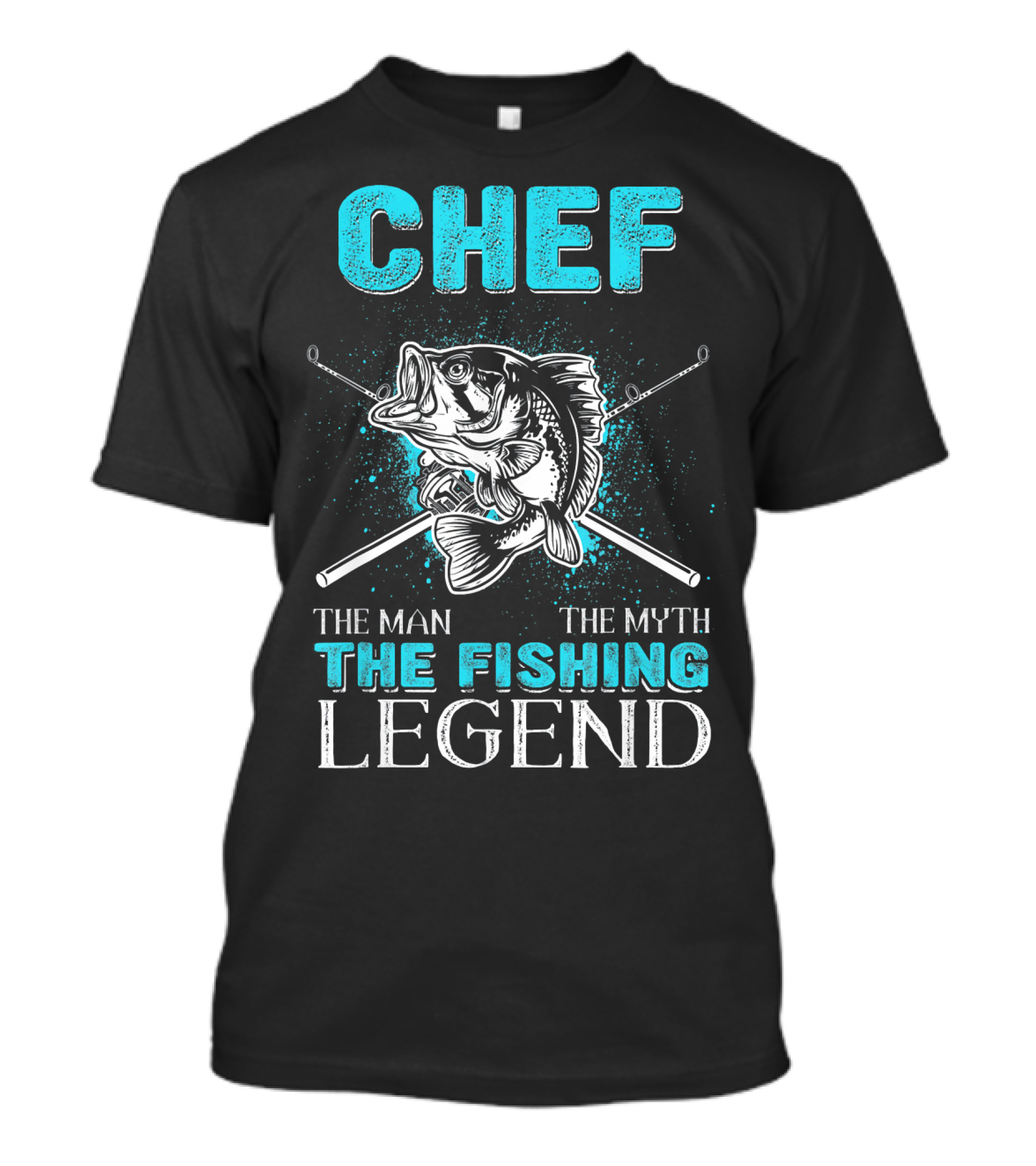 Chef Man Myth Fishing Legend Bass Fish Pole Crossed T-Shirt