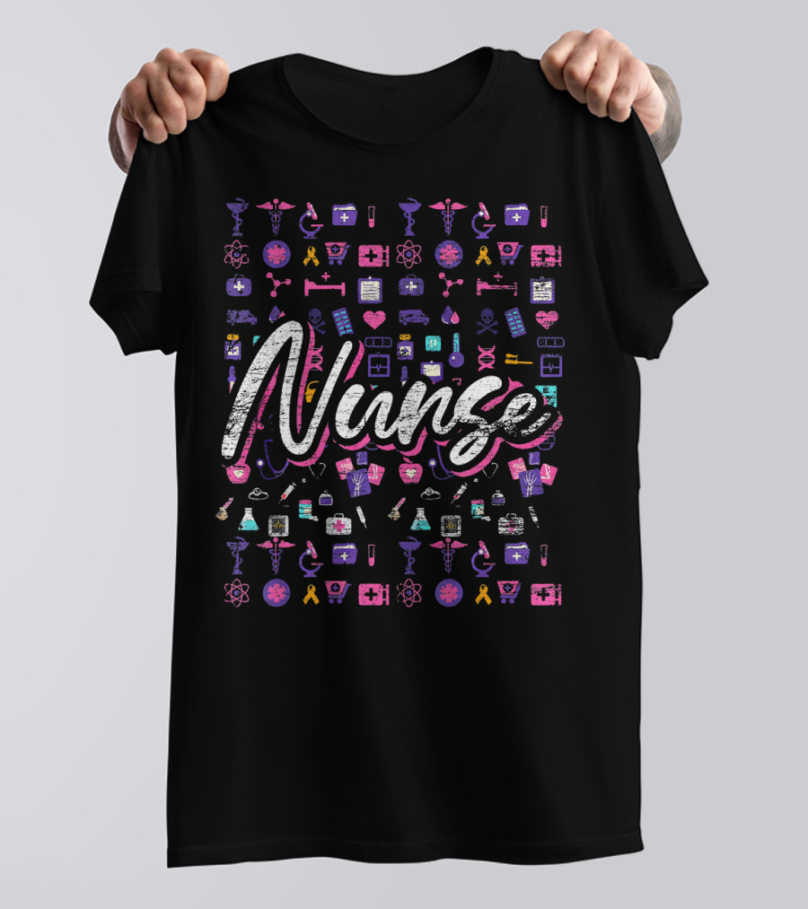 Nurse Icons Medical Symbols Nursing Student Stethoscope Tools T-Shirt