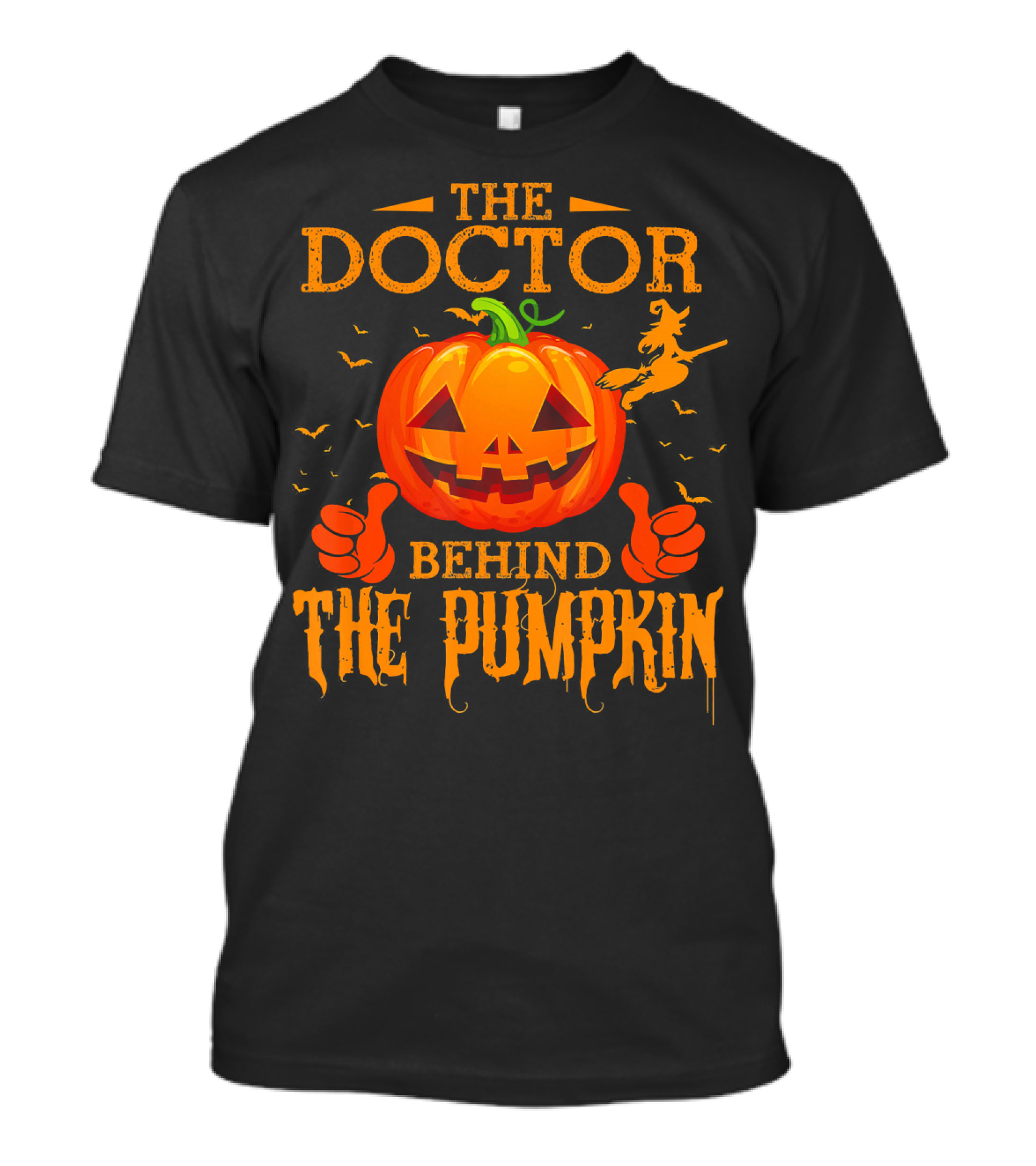 The Doctor Behind The Pumpkin Halloween Witch And Bat Scene T-Shirt