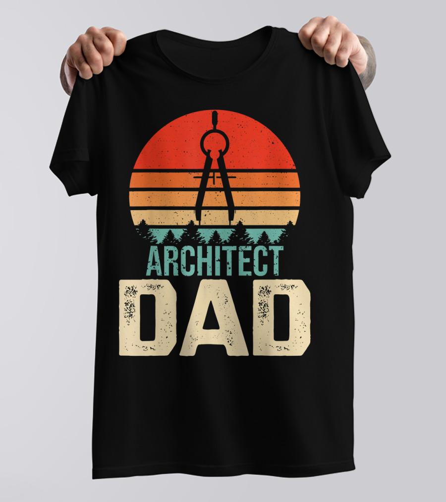 Architect Dad Vintage Sunset Compass T-Shirt
