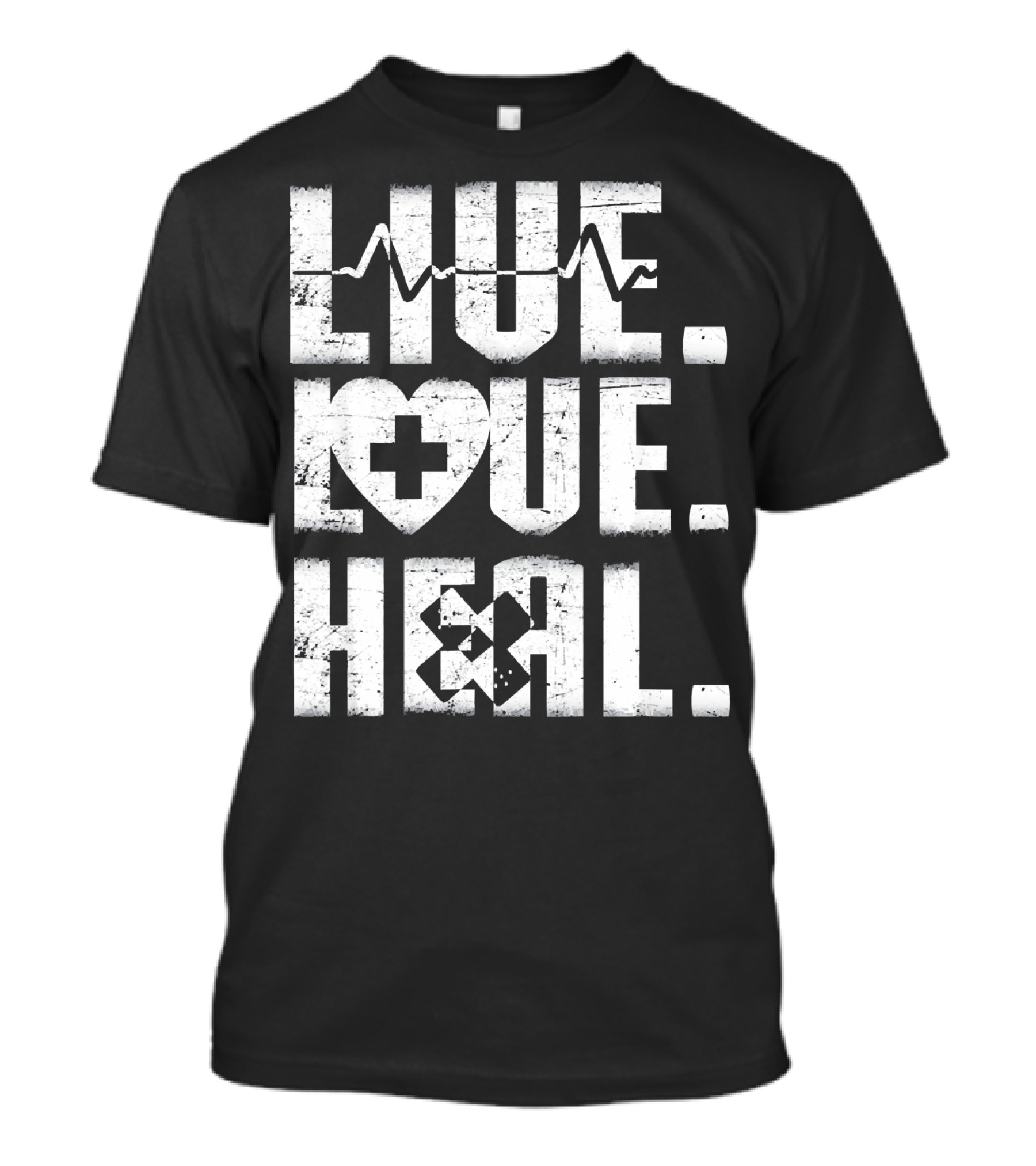 LIVE LOVE HEAL Nurse Doctor EKG Heartbeat Medical T-Shirt