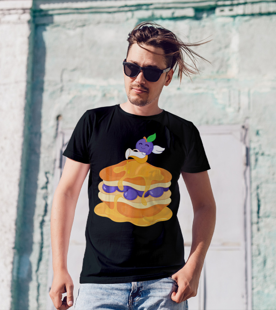 Pancake Maker Breakfast Food Blueberry Syrup Stack Visual T-Shirt
