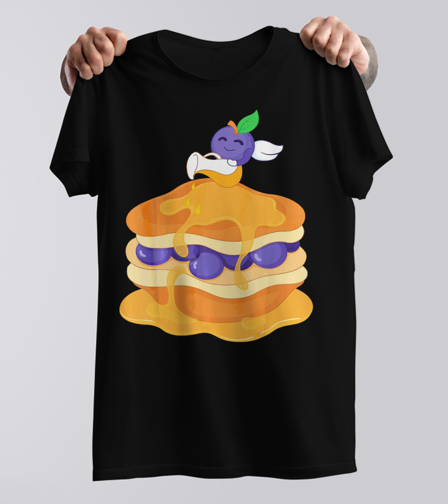Pancake Maker Breakfast Food Blueberry Syrup Stack Visual T-Shirt
