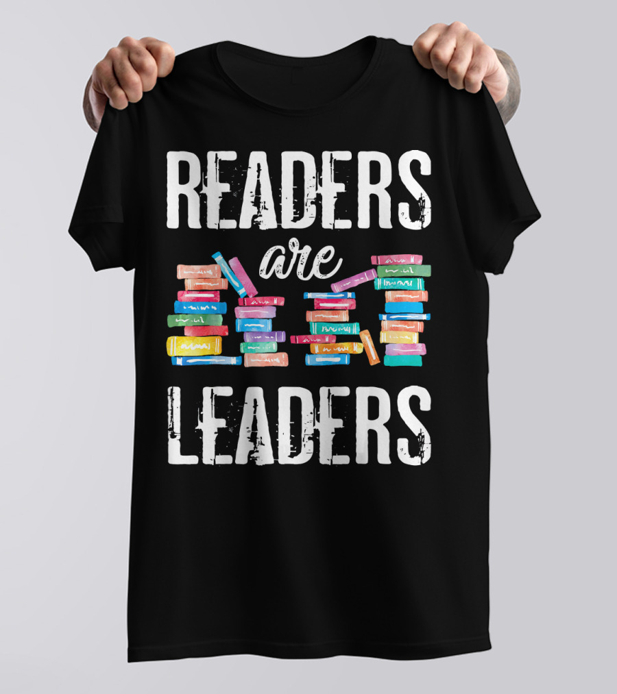Readers Are Leaders Colorful Books Stacked T-Shirt
