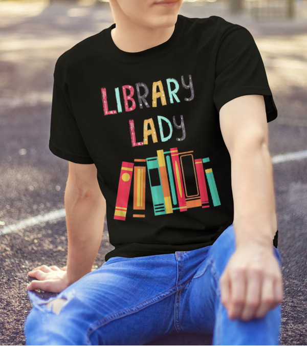 Library Lady Librarian Bookshelf T-Shirt