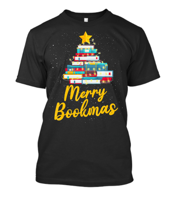 Merry Bookmas Funny Christmas Tree Made Of Books T-Shirt