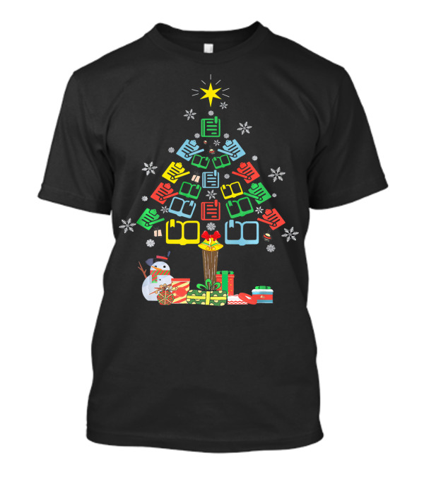 Librarian Christmas Tree With Books And Snowflakes T-Shirt
