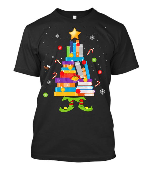 Merry Christmas Books Tree For Librarian Book Lovers T-Shirt