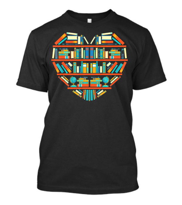Heart Shaped Bookshelves Reading Librarian Read Lover T-Shirt