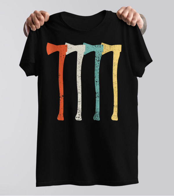 Lumberjack Woodworker Vintage Retro Multicolor Axe T-Shirt
