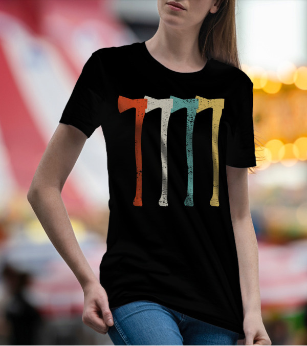 Lumberjack Woodworker Vintage Retro Multicolor Axe T-Shirt
