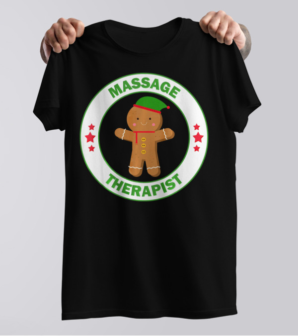 Massage Therapist Christmas Gingerbread Elf T-Shirt