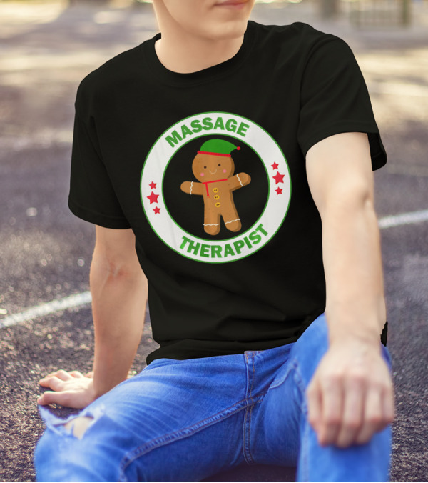 Massage Therapist Christmas Gingerbread Elf T-Shirt