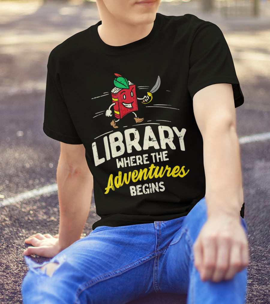 Library Where The Adventures Begins Cute Reading Book T-Shirt