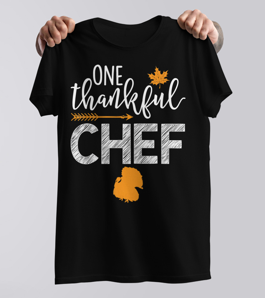 One Thankful Chef Maple Leaf Arrow Turkey T-Shirt