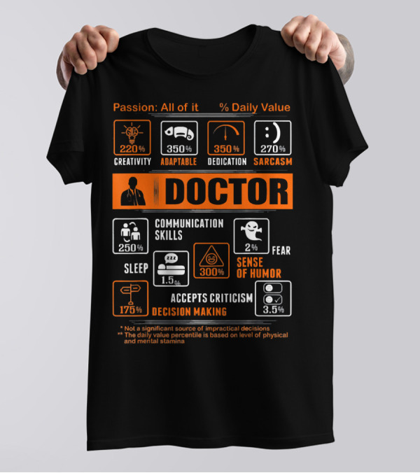 Passion All Of It Doctor Creativity Dedication Adaptable Sarcasm Communication Skills Sense Of Humor Decision Making T-Shirt