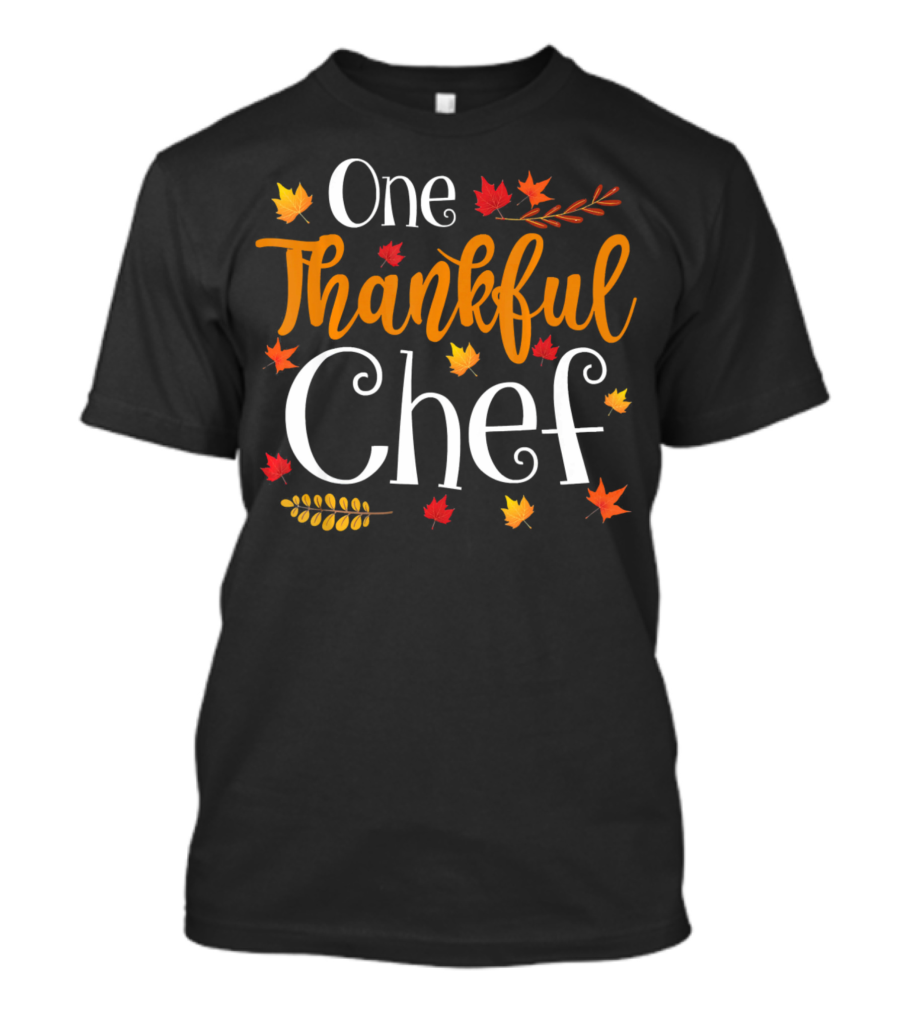One Thankful Chef Funny Thanksgiving Autumn Leaves T-Shirt