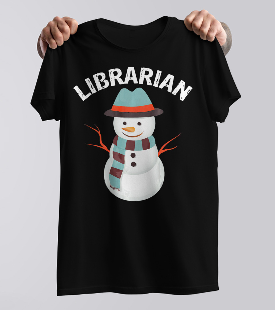 Librarian Snowman With Hat And Scarf T-Shirt
