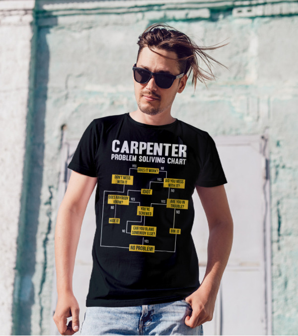 Carpenter Problem Solving Chart Flowchart With Humor And Solutions T-Shirt