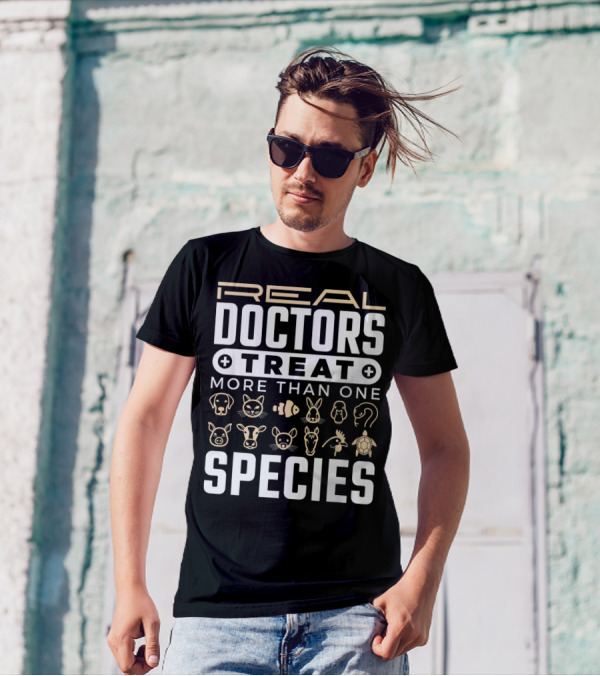 Real Doctors Treat More Than One Species With Animal Faces T-Shirt