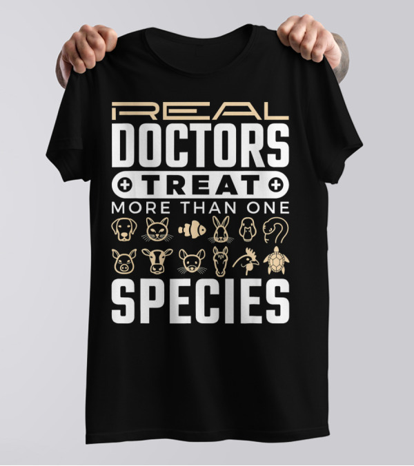 Real Doctors Treat More Than One Species With Animal Faces T-Shirt