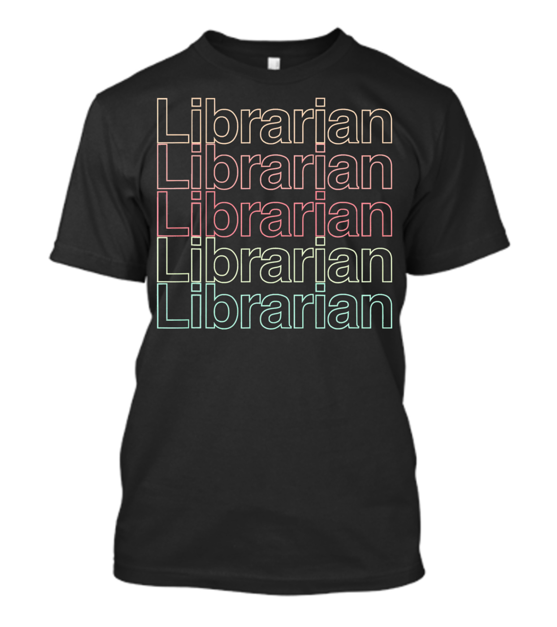 Retro Style Librarian Text Repetition In Gradient Colors T-Shirt