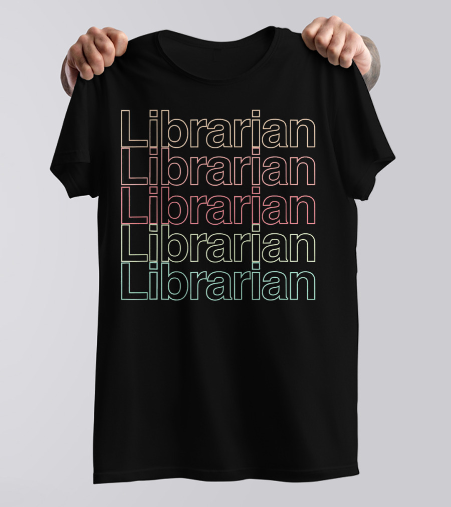Retro Style Librarian Text Repetition In Gradient Colors T-Shirt