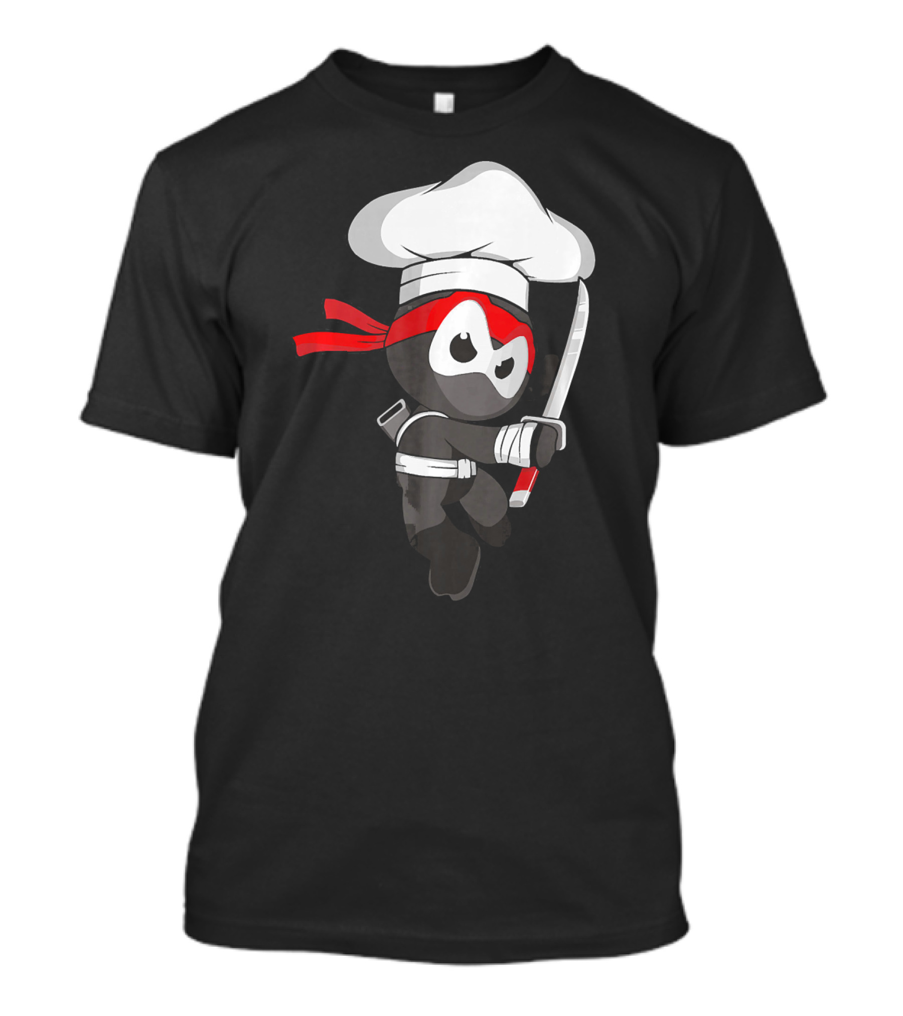Ninja Chef Culinary Ninjutsu Cooking Master With Sword And Red Headband T-Shirt