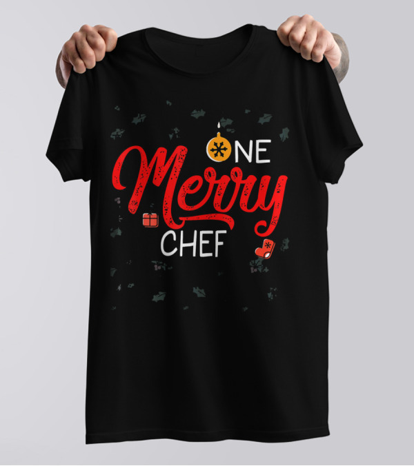 One Merry Chef Christmas Ornament Gift Sock Holiday T-Shirt