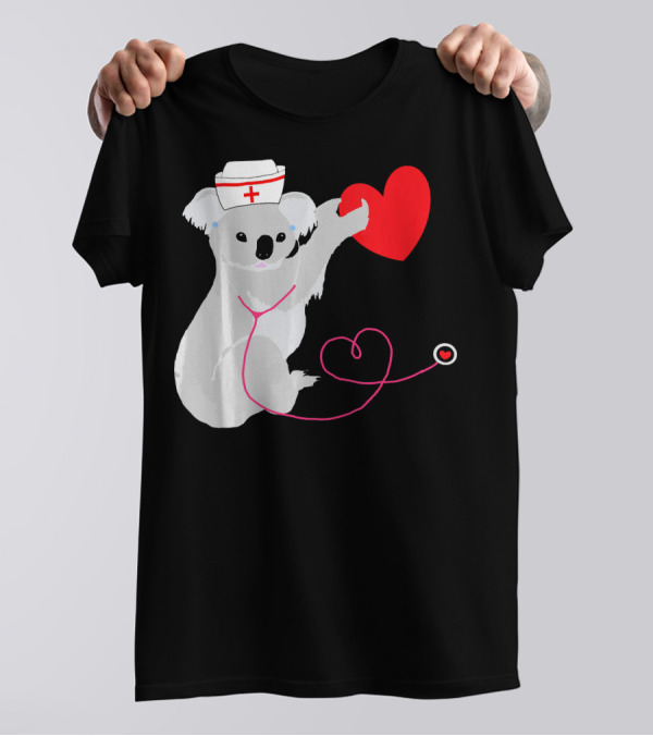 Nurse Koala Heart Eucalyptus Bear Australia Care T-Shirt