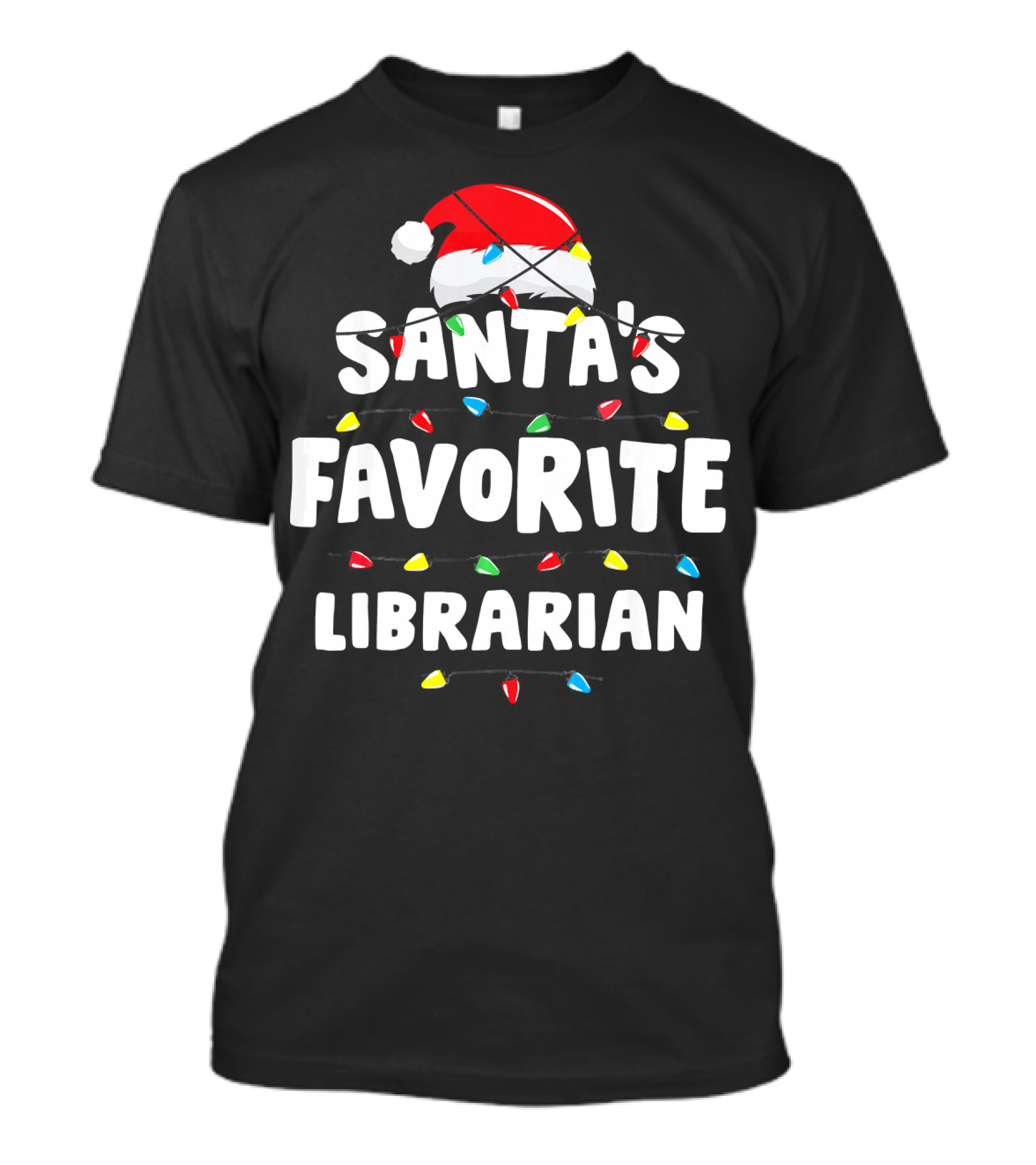 Santa's Favorite Librarian Christmas Lights T-Shirt