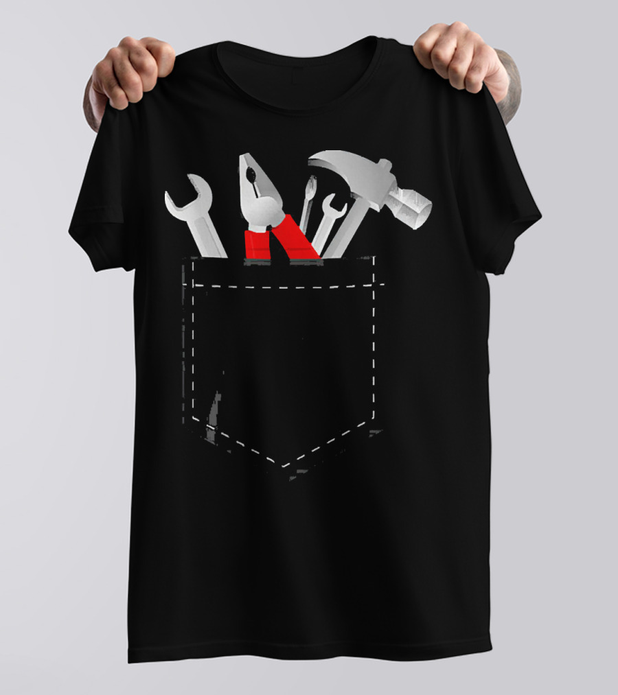 Pocket Tools Handyman Woodworking Mechanical Wrench Hammer Pliers T-Shirt