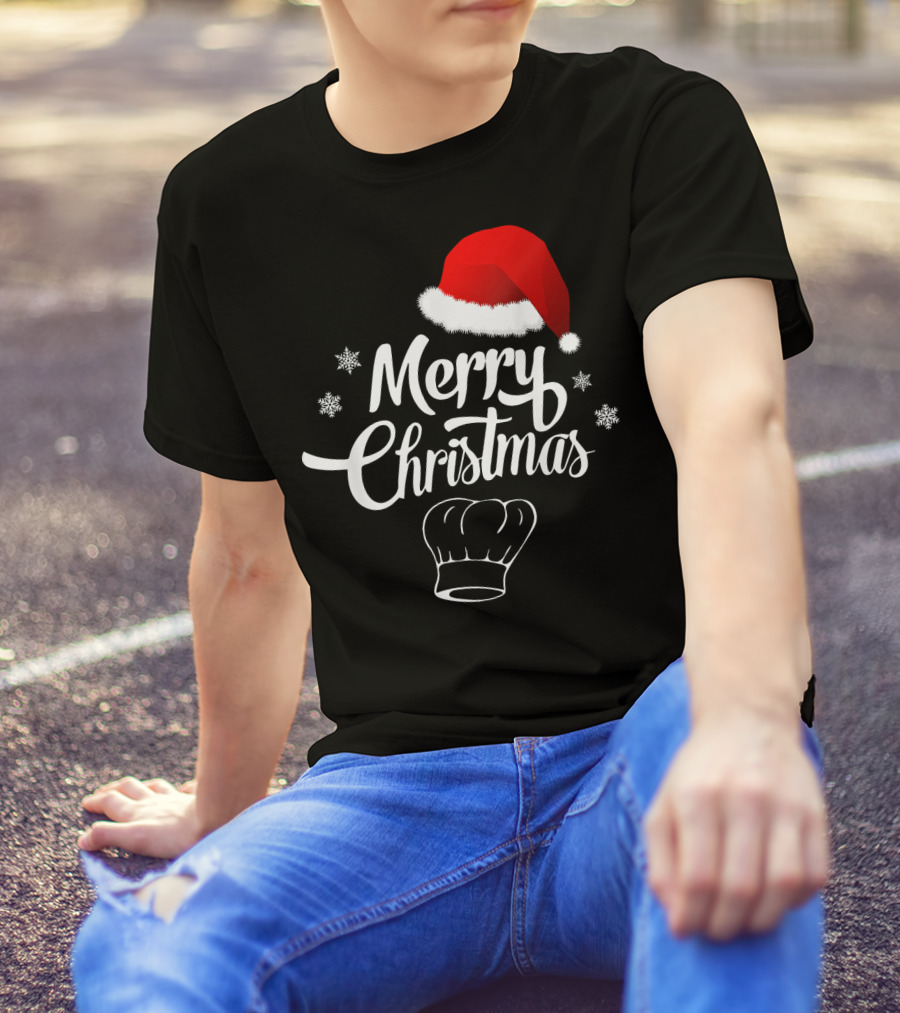 Merry Christmas Santa Hat Chef T-Shirt